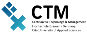 Logo des Centrum für Technologie & Management der Hochschule Bremen. Der Name in schwarzer Schrift ausgeschrieben, links daneben ein stilisierter Schlüssel in blau.